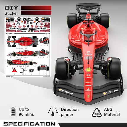 Voltz Toys Authentic Licensed 1:18 Ferrari F1 75 Remote Control Car - F1 Collection RC car Series for Kids and Adults - 2.4GHz RC Car for Gift (1:18 Ferrari F1 75)