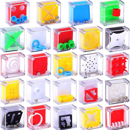 Sumind 24 Mini Maze Cube Puzzle Box Set, Balance Iq Maze Game 1.5 Inch 3D Brain Teaser Ball Ideal Prizes Gifts Puzzles Party Favor Games for Mind Challenge Gifts (Classic)