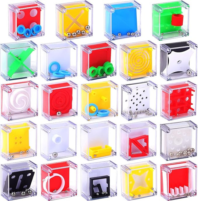 Sumind 24 Mini Maze Cube Puzzle Box Set, Balance Iq Maze Game 1.5 Inch 3D Brain Teaser Ball Ideal Prizes Gifts Puzzles Party Favor Games for Mind Challenge Gifts (Classic)