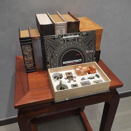 9PCS IQ Puzzle Box Set - Metal & Wood Brain Teaser Games, Decryption Lock Toys for Adults & Teens. Ideal Gift for Christmas, Valentine's Day, Birthday, Anniversary & Family Party Game