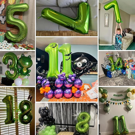Smlpuame 40 inch Number Balloon 0-9 Green Large Number 10 Balloons,Digital Balloons for Birthday Party Celebration Decorations Supplies, Helium Foil Number Balloons for Wedding Anniversary