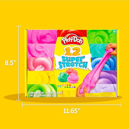 Play-Doh Super Stretch 12-Pack Playdoh Variety Kit, Kids Gifts, Popular Toys, Party Favors for Ages 8-12, Bulk Compound Packs