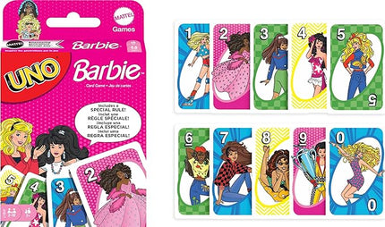 Mattel Games UNO Barbie Card Game with Special “Hi, Barbie!” Rule for Kids, Adults & Family Nights, Game Nights, Travel, Camping & Parties.