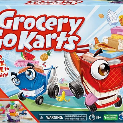 Grocery Go Karts Board Game for Preschoolers and Kids Ages 4 and Up, Building Game with Mini Groceries, Preschool Games for 2-4 Players