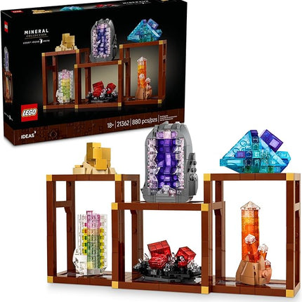 LEGO Ideas Mineral Collection Building Set for Adults, Ages 18+ - Bedroom or Office Decor with 3 Display Shelves - Unique Gift Idea for Men & Women - 21362