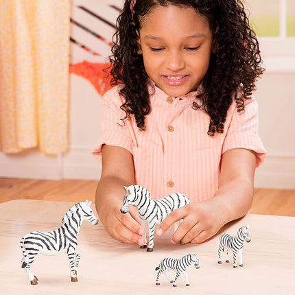 Terra by Battat – 4 Pieces Zebra Family – Realistic Plastic Safari Animals for Kids – Zoo Animal Toys – Educational Figures – Inspires Creative Play – Great Gift for Toddlers & Kids – 3+ Years