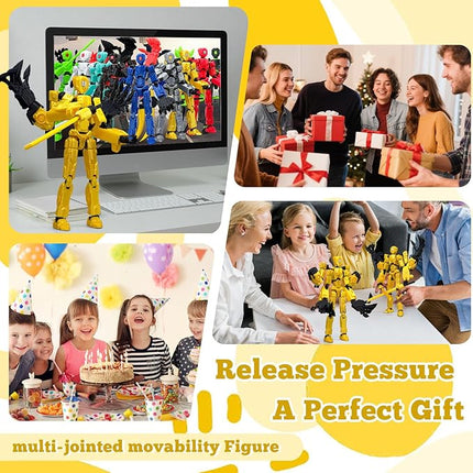 8Inch T13 Action Figure Assembly Completed, T13 Multi-Jointed Movable Robot Action Figure Set,Collectors Desktop Decorations for Game Lovers Toys (Yellow)
