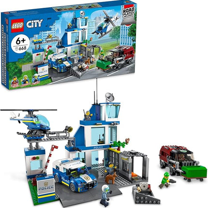 LEGO City Police Station with Van, Garbage Truck & Helicopter Toy 60316, Gifts for 6 Plus Year Old Kids, Boys & Girls with 5 Minifigures and Dog Toy