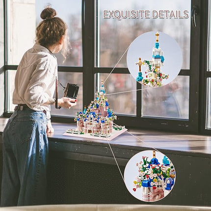 Architecture Castle with Flower Series Micro Blocks Building Sets for Adults and Teens, 4000+ PCS Bricks Building Blocks - Upgrade Version