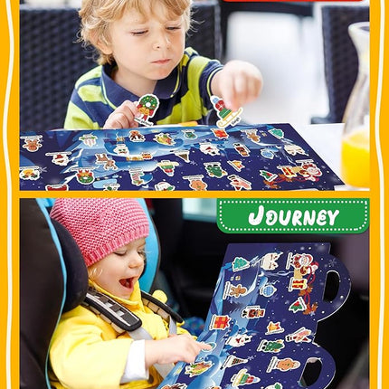 Benresive Reusable Sticker Books for Kids 2-4, Sticker Books for Toddlers 1-3 2-4, Toddler Travel Toys Activities Crafts Gifts - Christmas