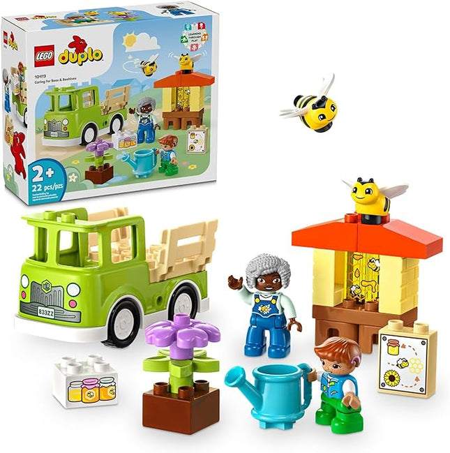 LEGO DUPLO Town Caring for Bees & Beehives Preschool Kids’ Learning Toy, 2 Figures and a Drivable Truck, STEM Toy, Build-and-Rebuild Educational Set for Toddlers Ages 2 Years Old and Up, 10419