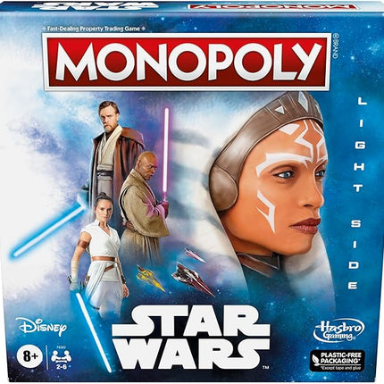 Monopoly Hasbro Gaming Star Wars Light Side Edition Board Game for Families and Kids Ages 8 and Up, Star Wars Jedi Game for 2-6 Players