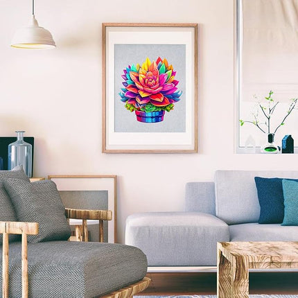 Wooden Puzzles Colorful Flower 500pcs King Size 16.9'' x 16.2'', Luxurious Shaped Wood Puzzle, Beautiful Package, Best Gift for Adults and Kids, Family Game