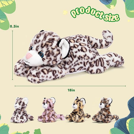 IKASA Mommy Leopard Stuffed Animal Mom and Baby Cheetah Plush Toy, Cute 18" Soft Small Mama Family Set Toys with Little Mini Babies,Gifts for Kids