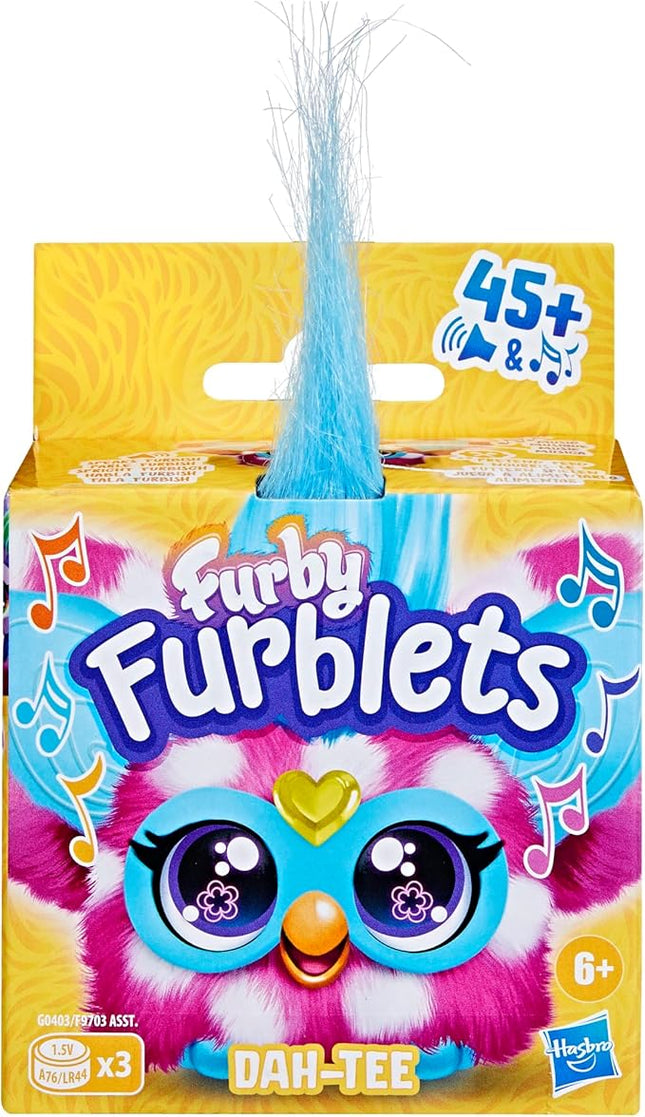 Furby Furblets Dah-Tee Mini Friend, 45+ Sounds, Country Music, Speaks Only Furbish, Electronic Plush Toys for Girls & Boys, Interactive Pets, Pink Polka Dot, Back to School Gifts, Ages 6+