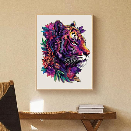 Wooden Puzzles 500 Pieces, Tiger Animal Puzzles for Adults Royal Unique Shape Adult Puzzles, Irregular Wood Puzzles Best Gift for Adults and Kids Family Game (13.8x17.4 in)