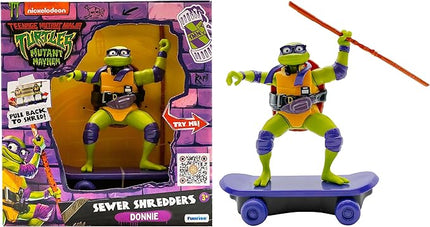 Teenage Mutant Ninja Turtles Toy, Donatello Sewer Shredder Pullback Skateboard, Mutant Mayhem TMNT Collectible Ninja Turtle, Ages 3+