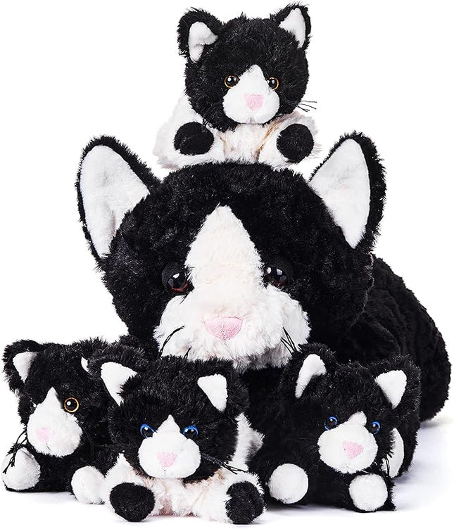 IKASA Mommy Cat Stuffed Animal Mom and Baby Plush Toy,Cute 16" Soft Cuddly Huggable Toys with Little Mini Babies Kitten,Gifts for Kids Girls Boys