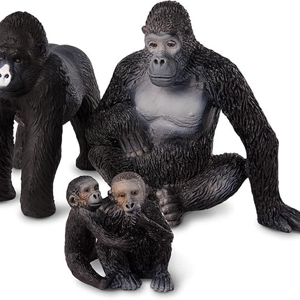 Terra by Battat – 4 Pieces Gorilla Toys Family Set – Realistic Gorilla Figurines – Zoo Animal Toys for Kids and Toddlers 3+ Years – Plastic Jungle Animals
