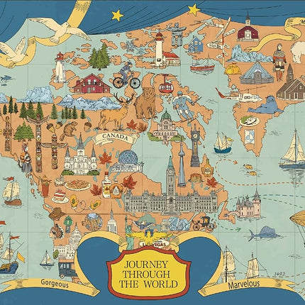 MOMIBOOK Puzzles for Adults 1000 Pieces Jigsaw Puzzles of Journey Through The World, Painting Image World Map Difficult Challenging Impossible Puzzle Unique Funny Party Christmas Birthday Gifts