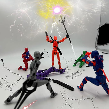 (Assembly Completed) 6 Packs T13 Action Figure Set, 3D Printed ActionFigure Toy Gifts for Kids, Dummy 13,Robot 13 Action Figure Full Body Mechanical Doll Christmas Birthday Gift for Boys Girls