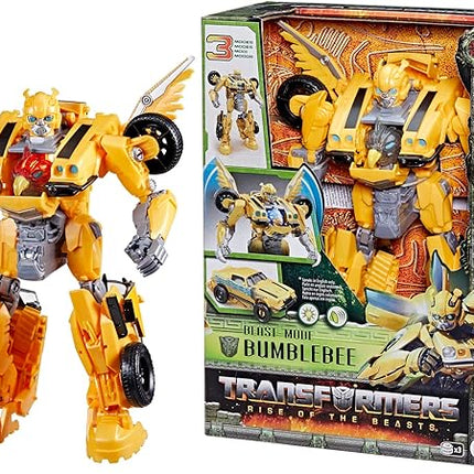 Transformers Toys Rise of The Beasts Movie, Beast-Mode Bumblebee Converting Toy with Lights and Sounds, Ages 6 and up, 10-inch