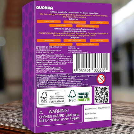 QUOKKA Conversation Cards Game - Universal Edition| 500 Questions | Original Version | Share Thoughts - Fun Talking Board Game for Family Night
