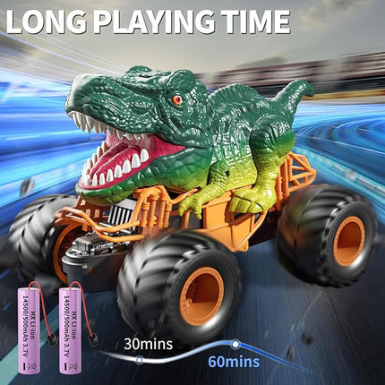 Bennol Remote Control Dinosaur Car Toys for Kids Boys 3-5 4-7, 2.4GHz RC Dino Car Toys with Light, Sound & Spray, Indoor Outdoor All Terrain Electric RC Truck Gifts for 3 4 5 8 10 12 Boys Kids