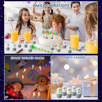 Sonwyoung 50 Pcs Mini Astronaut Figurines Astronaut Statue Space Toys for Space Cake Topper Kids Gift School Classroom Supplies Prize Piñata Goodie Bag Stuffer DIY Home Shelf Tabletop (Seated Pose)