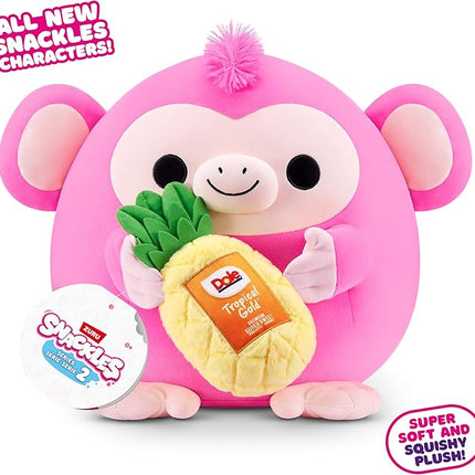 Snackles Series 2 8-inch by ZURU Cuddly Squishy Comfort 8-inch Plush with Licensed Snack Brand Accessory (Monkey&Dole Pinapple)