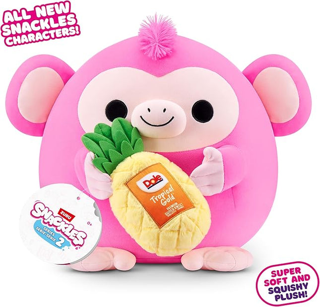 Snackles Series 2 8-inch by ZURU Cuddly Squishy Comfort 8-inch Plush with Licensed Snack Brand Accessory (Monkey&Dole Pinapple)