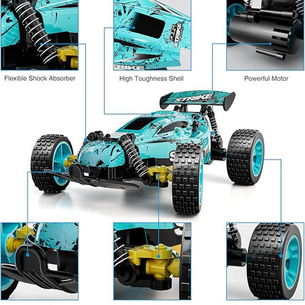 Tecnock RC Cars Remote Control Car for Kids, 1:18 Scale 20 KM/H 2WD Offroad Buggy, 2.4GHz RC Racing Car with USB-C Easy Charging & 50 Mins Playtime, Toys Gifts for Boys & Girls