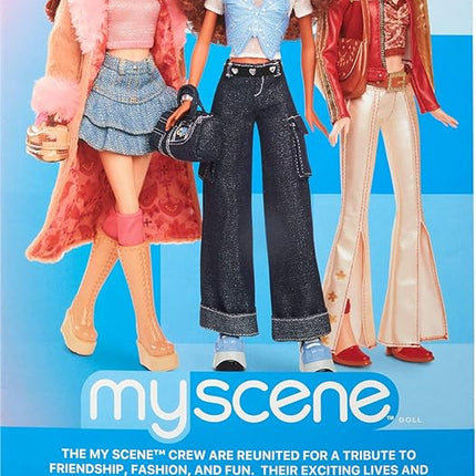 Barbie Signature My Scene Madison Doll & Accessories, Y2K-Inspired Outfit with Butterfly Top, Cargo Jeans, Denim Bag & Display Stand