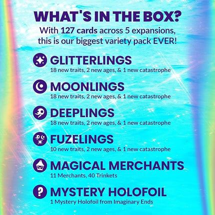 Doomlings Card Game: Imaginary Ends Variety Expansion – 127 New Cards, 5-in-1 Bundle (Magical Merchants, Glitterlings, Moonlings, Deeplings & Fuzelings) | Ages 8+, 2–6 Players