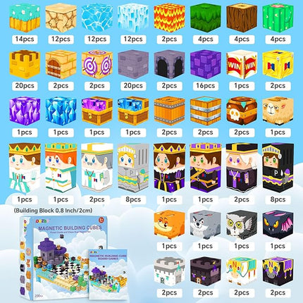 Magnetic Blocks Board Games Chess Set, Magnetic Tiles Building Blocks Kids Classroom Must Haves Montessori Education Sensory Magnet Cubes Toys, Toddler Birthday Gift for 3+ Year Old Boys Girls.