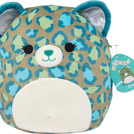 Squishmallows Original 12-Inch Enos The Green Leopard - Official Jazwares Plush - Collectible Soft & Squishy Leopard Stuffed Animal Toy - Add to Your Squad - Gift for Kids, Girls & Boys