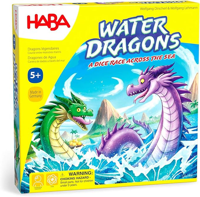HABA Water Dragons: Kids Board Game and Fast-Paced Dice Game with Wooden Components for Ages 5 and up, Made in Germany