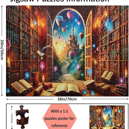 Jigsaw Puzzles for Adults 1000 Pieces Impossible Hard Difficult Challenging Puzzles for Adults Teens 1000pc Puzzles Magical Castle Bookshelf Stories Jigsaw Puzzle 1000 Pieces 28 x 20 inch