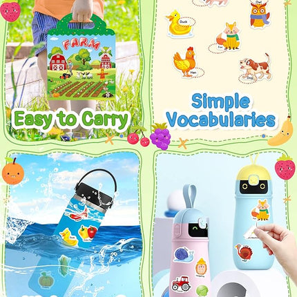 Benresive Reusable Sticker Book for Toddlers 2-4 Years, Fun Travel Stickers for Kids, Waterproof Sticker Books for Toddlers 1-3, Crafts Activities for Todddlers 1-3 2-4 3-5 - Farm