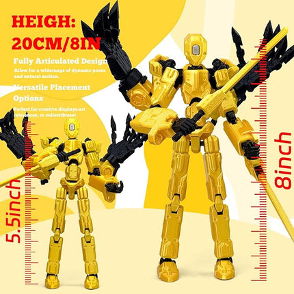 5.5Inch T13 Action Figure Assembly Completed, T13 3D Printed Action Figure Multi-Jointed Movable Robot Set,Collectors Desktop Decorations for Game Lovers Toys (Yellow)