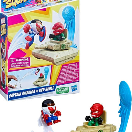 Marvel Stunt Squad Captain America vs. Red Skull Playset, 1.5-Inch Super Hero Action Figures, Toys for Kids Ages 4 and Up