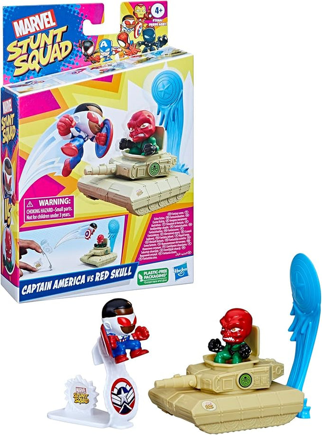 Marvel Stunt Squad Captain America vs. Red Skull Playset, 1.5-Inch Super Hero Action Figures, Toys for Kids Ages 4 and Up