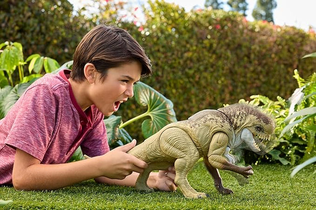 Mattel Jurassic World Rebirth Distortus Rex Rumble N Rampage Dinosaur Action Figure 22 Inch with 2 Attack Actions, Content-Accurate, Digital Play