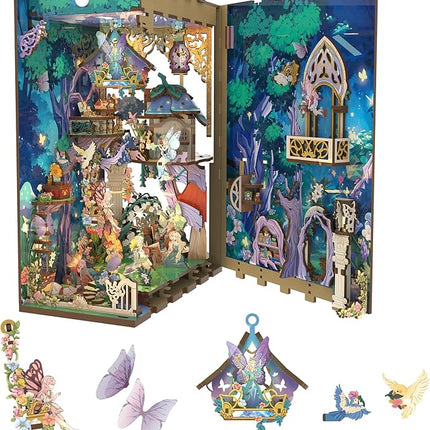 Tonecheer x British Library DIY Book Nook Kit,Shakespeare 3D Wooden Puzzle for Adults,Miniature House Booknook Bookshelf Insert Decor with LED Lights Unique Gifts (A Midsummer Night's Dream)