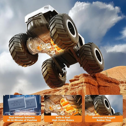 Amphibious Remote Control Monster Truck for Boys Ages 8-12+, 1:16 Scale 4WD Off-Road Fast RC Car, Waterproof All-Terrain 2.4GHz Stunt Car Pool Toys, Best Birthday Gifts for Kids Ages 8+
