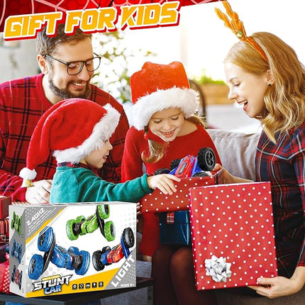 Remote Control Car, Double-Sided 360 ° Flipping Rotating RC Car, RC Stunt Car with Colorful LED Lights, 4WD RC Toy Car for Boys Age 8-12 and Boys Girls Birthday Present