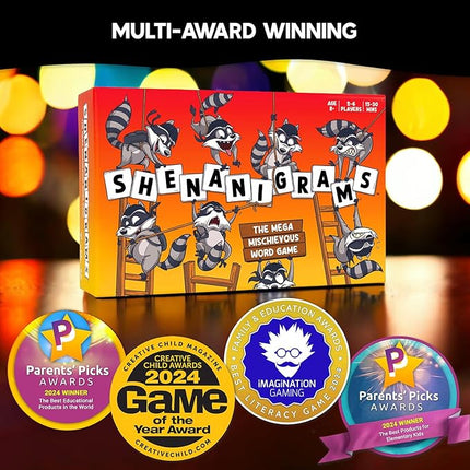 Shenanigrams! – The Mega-Mischievous Word Game! A Super Fun & Fast Family Party Game for Kids, Teens & Adults - Great for Travel, Couples & Family Board Games Night