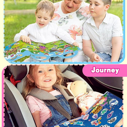 Reusable Sticker Book for Toddlers 2-4 Years, Stickers for Kids, Toddler Sticker Book Ages 1-3, Toddler Craft Activities, Toddlers Travel Toys Ages 2+ Boy Girl Birthday Gifts