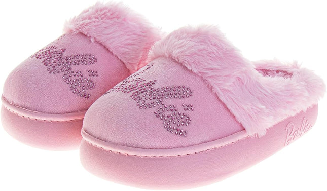 Josmo Barbie Girls Slippers Cozy Fuzzy Plush House Shoes Warm Indoor Outdoor Kids Bedroom Slippers for Little Kid Big Kid Adults