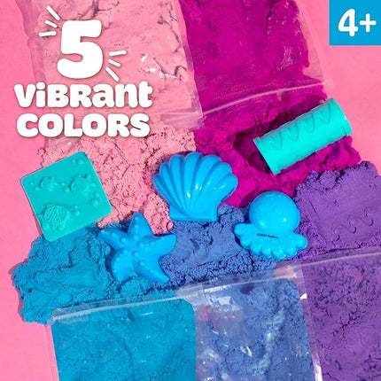 Play-Doh Sand Sensory Bucket, 5 Colors & Scents, Colored Sand in Resealable Container with 5 Sensory Tools, Sand Castle Building Kit, Creativity for Kids Sensory Bin, Toys for Soft Play